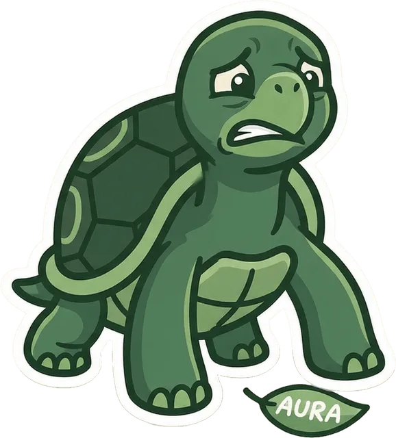Otto the turtle, looking worried